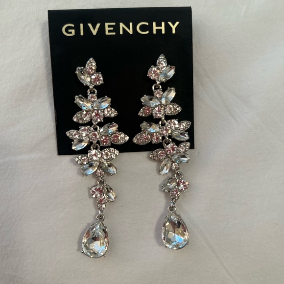 Givenchy Signed Rhinestone Dangle Earrings New - Picture 2 of 7